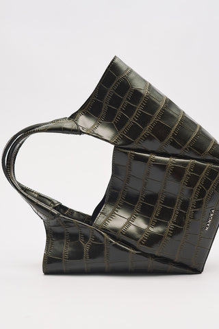 Tara Embossed Leather Bag Dark Green