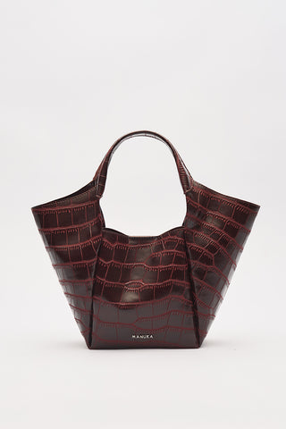 Tara Embossed Leather Bag Burgundy