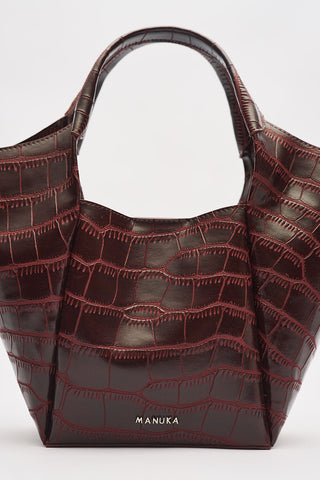 Tara Embossed Leather Bag Burgundy