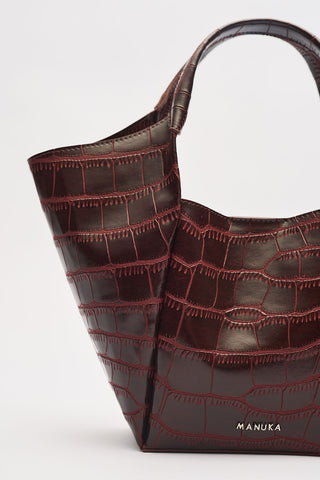 Tara Embossed Leather Bag Burgundy
