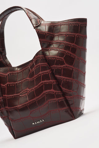 Tara Embossed Leather Bag Burgundy
