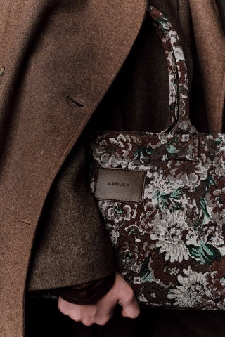 Jacquard Tote Bag Brown