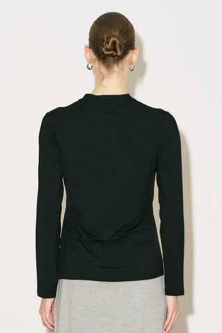 Easy Buttoned Long Sleeve Blouse Black