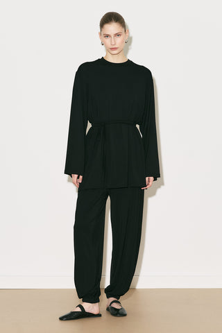 Easy Belted Relaxed Blouse Black