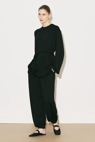 Easy Belted Relaxed Blouse Black