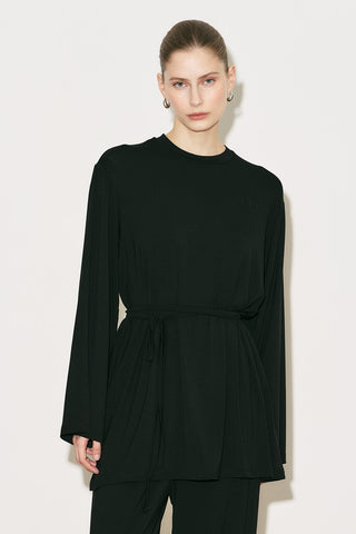 Easy Belted Relaxed Blouse Black