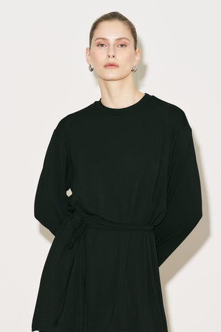 Easy Belted Relaxed Blouse Black