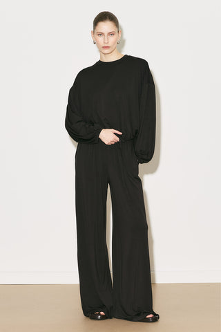 Easy Adjustable Balloon Sleeve Blouse Brown