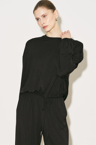 Easy Adjustable Balloon Sleeve Blouse Brown