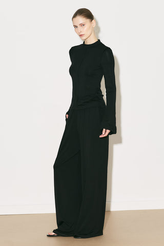 Easy Wide Long Sleeve Blouse Black