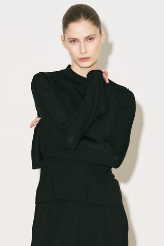 Easy Wide Long Sleeve Blouse Black