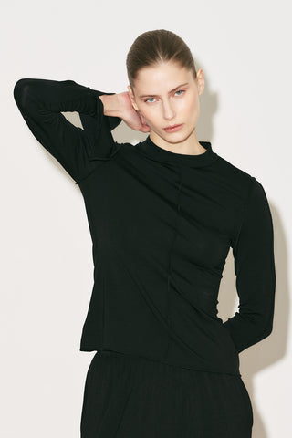 Easy Wide Long Sleeve Blouse Black