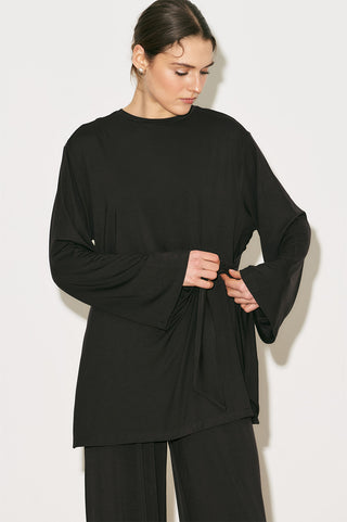 Easy Tie Detail Blouse Brown