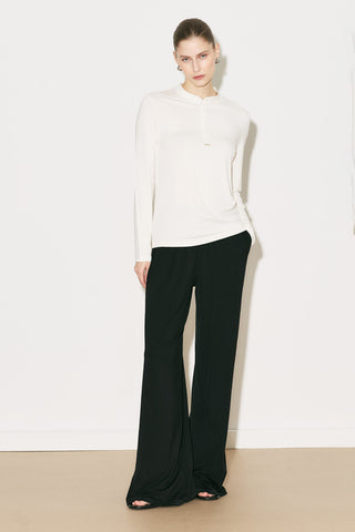 Easy Buttoned Long Sleeve Blouse Ecru
