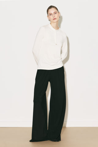 Easy Buttoned Long Sleeve Blouse Ecru