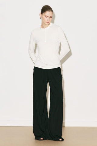 Easy Buttoned Long Sleeve Blouse Ecru