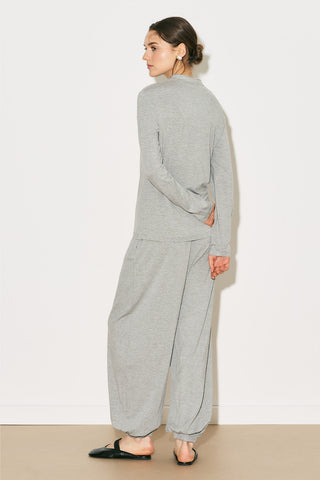 Easy Buttoned Long Sleeve Blouse Grey Melange