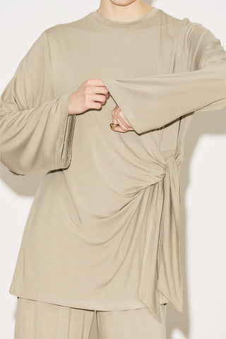 Easy Tie Detail Blouse Stone
