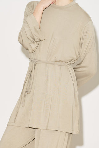Easy Belted Relaxed Blouse Stone