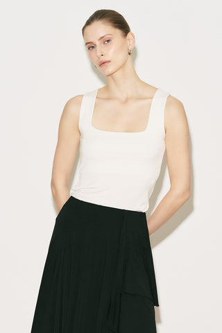 Easy Sleeveless Square Neck Blouse Ecru