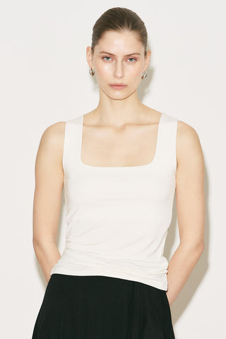 Easy Sleeveless Square Neck Blouse Ecru