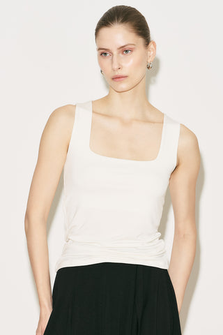 Easy Sleeveless Square Neck Blouse Ecru