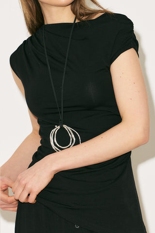 Easy Sleeveless Ruched Blouse Black