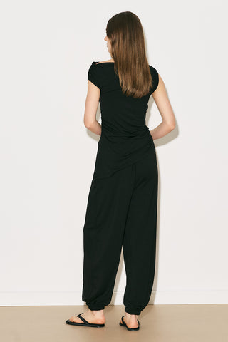 Easy Sleeveless Ruched Blouse Black