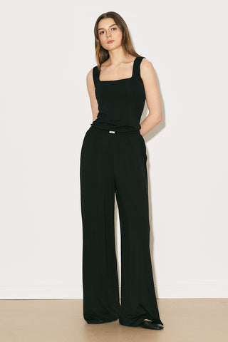 Easy Wide Leg Relaxed Trousers Black