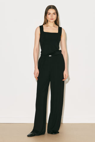 Easy Wide Leg Relaxed Trousers Black