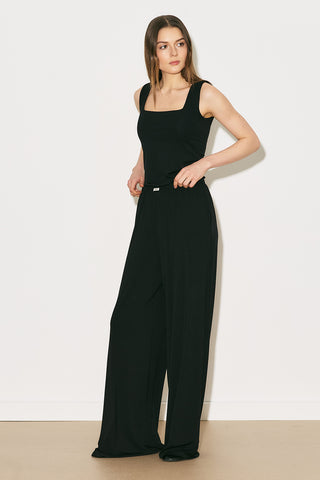 Easy Wide Leg Relaxed Trousers Black