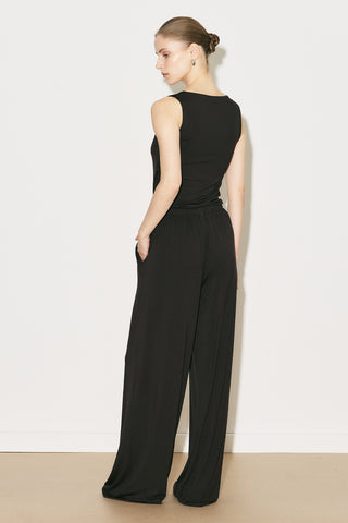 Easy Wide Leg Relaxed Trousers Dark Brown