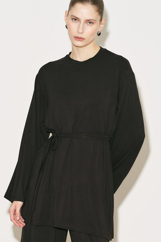 Easy Belted Relaxed Blouse Brown