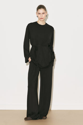 Easy Belted Relaxed Blouse Brown