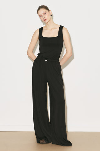 Easy Wide Leg Relaxed Trousers Dark Brown