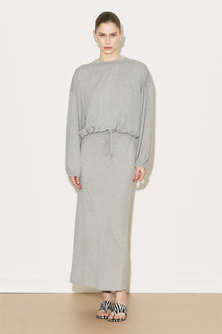 Easy Adjustable Balloon Sleeve Blouse Grey Melange