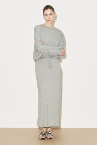 Easy Adjustable Balloon Sleeve Blouse Grey Melange