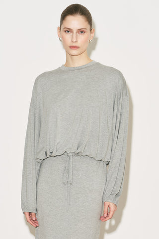 Easy Adjustable Balloon Sleeve Blouse Grey Melange
