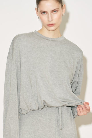 Easy Adjustable Balloon Sleeve Blouse Grey Melange