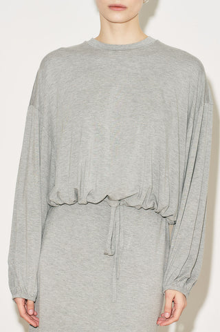Easy Adjustable Balloon Sleeve Blouse Grey Melange