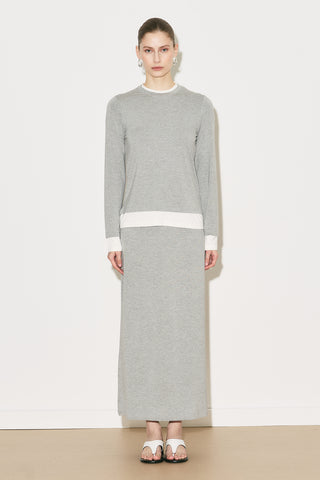 Easy Contrast Long Sleeve Blouse Grey Melange
