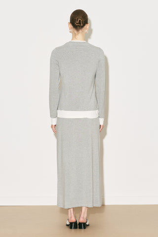 Easy Contrast Long Sleeve Blouse Grey Melange