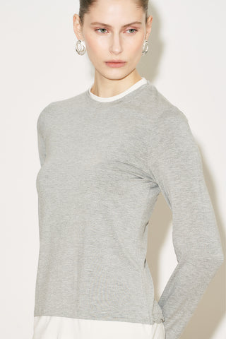 Easy Contrast Long Sleeve Blouse Grey Melange