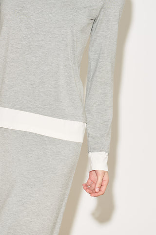 Easy Contrast Long Sleeve Blouse Grey Melange