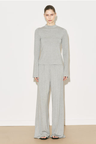 Easy Wide Long Sleeve Blouse Grey Melange