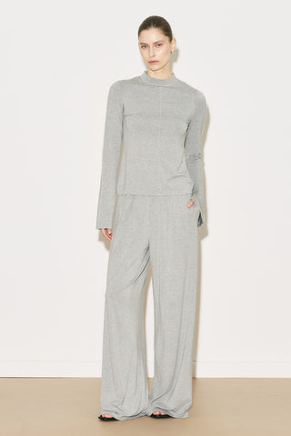 Easy Wide Long Sleeve Blouse Grey Melange