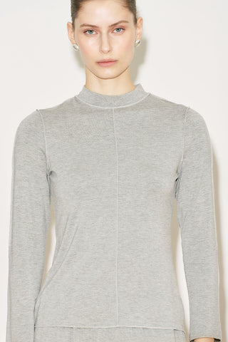 Easy Wide Long Sleeve Blouse Grey Melange