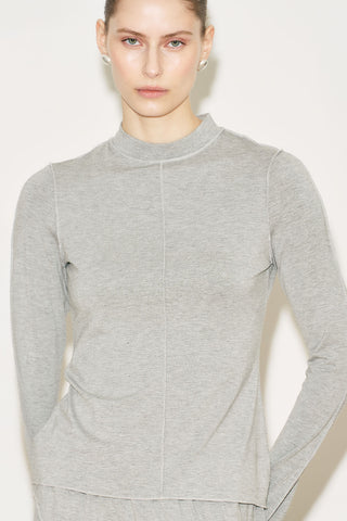 Easy Wide Long Sleeve Blouse Grey Melange