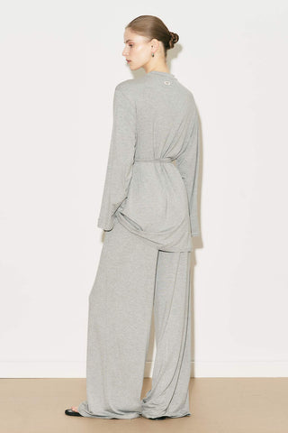 Easy Belted Relaxed Blouse Grey Melange