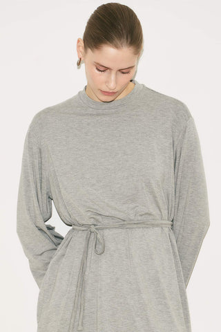 Easy Belted Relaxed Blouse Grey Melange